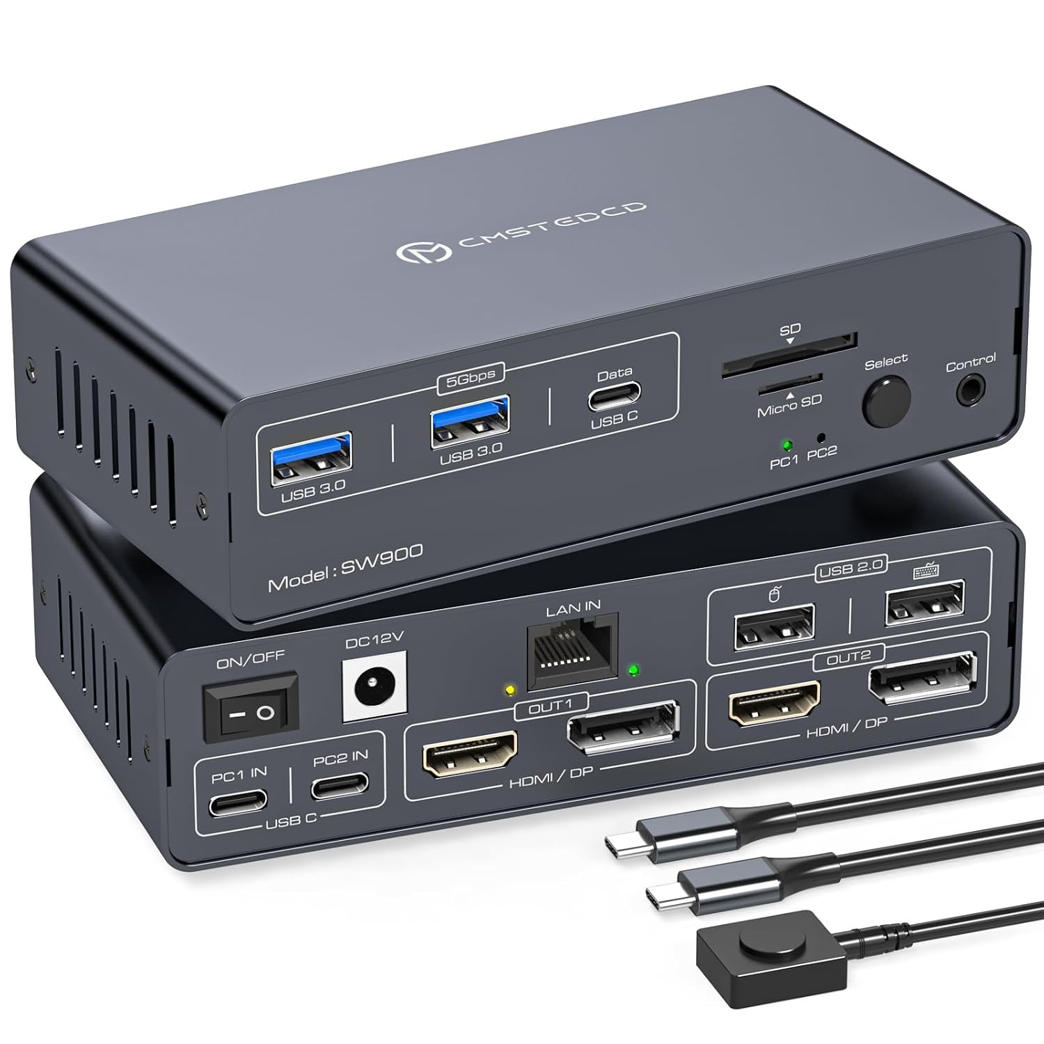 Thunderbolt 4 kvm Switch Docking Station for 2 Monitors 2 laptops or Macbooks Extended Dual 4K@60Hz Display with Displaylink USB C 3.2 kvm switches 2 Projector with HDMI and Displayport Out-image-7