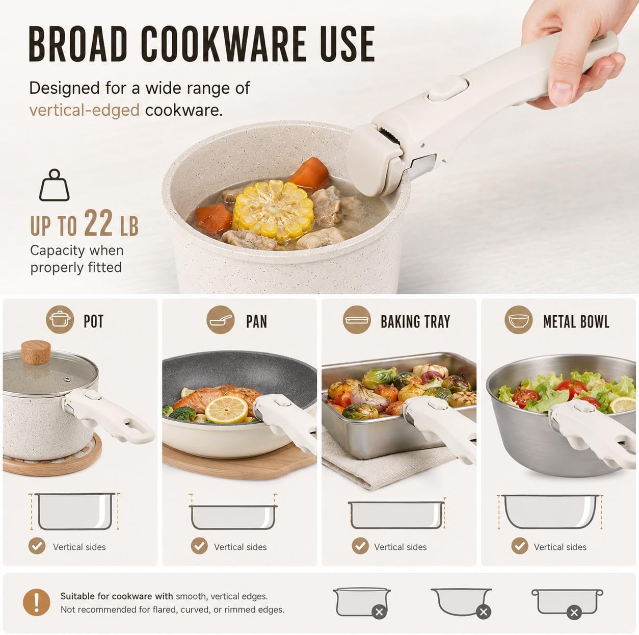 GOOGO Removable Cookware Handle with Serrated Grip