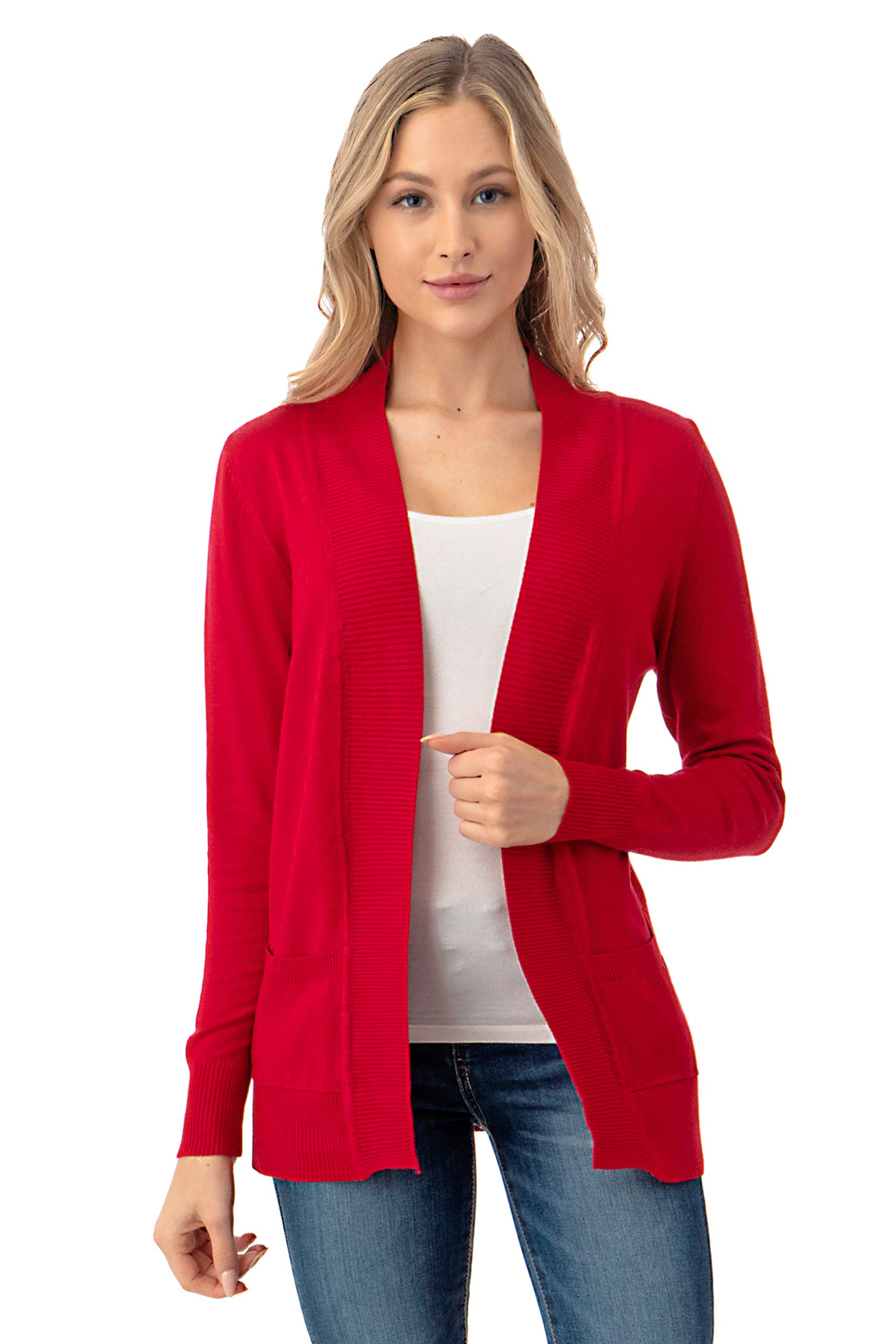 The Simpli Womens Open Front Long Sleeve Cardigan Sweater with Pockets