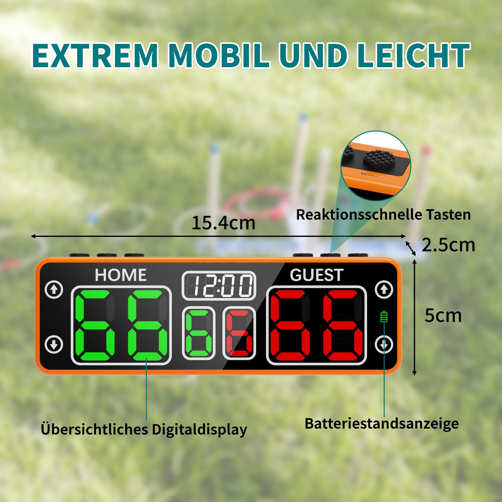 Mini Digital Scoreboard 13x2.35x3.9cm - Tragbare Elektronische Anzeigetafel mit Summer für Turnier-Punktestand, 6-Stellige Anzeigetafel für Tischspiele, Tischtennis, Basketball, Cornhole