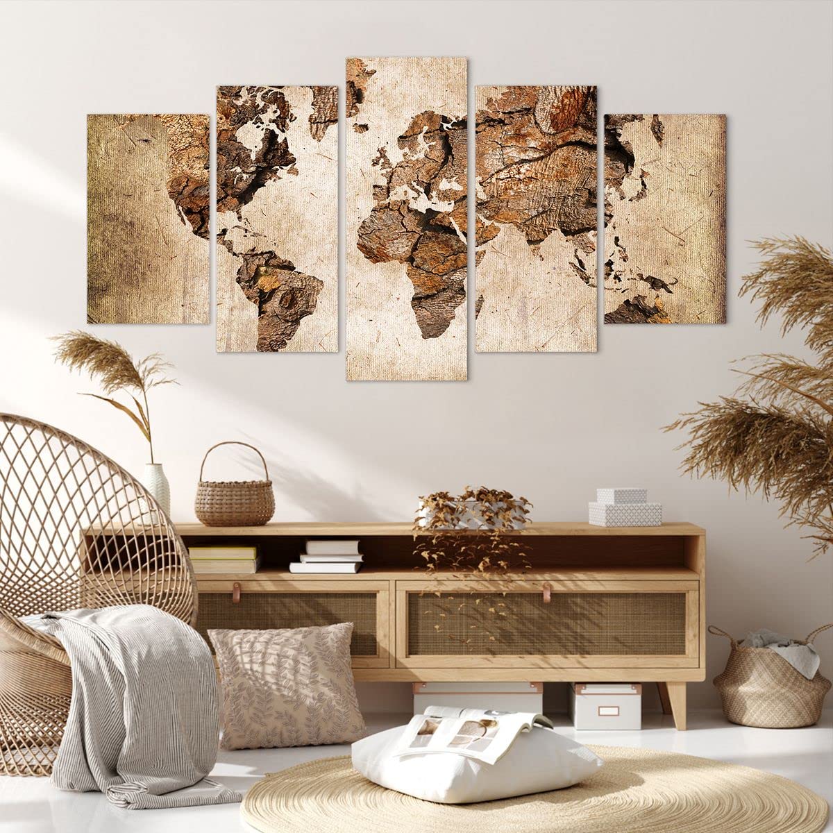 Quadri Moderni su Tela 150x50 cm Stampe da Parete Mappa del Mondo 3590
