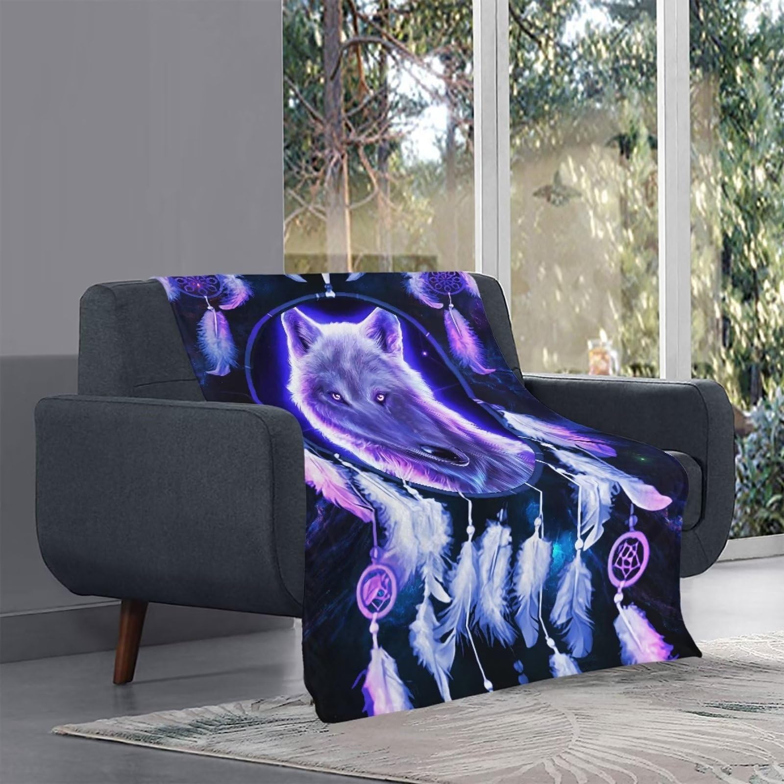 Coole Wolf-Mond-Decke Aus Weichem Fleece – Gemütlichkeit Für Sofa, Bett & Unterwegs