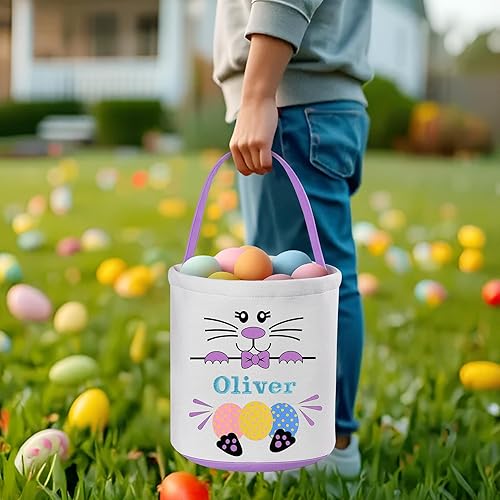 Miniatura 54 de Cestas de Pascua personalizadas para niños, cesta de Pascua, regalos de Pascua, cesta de conejo de Pascua, cesta de caza de huevos de Pascua, cesta
