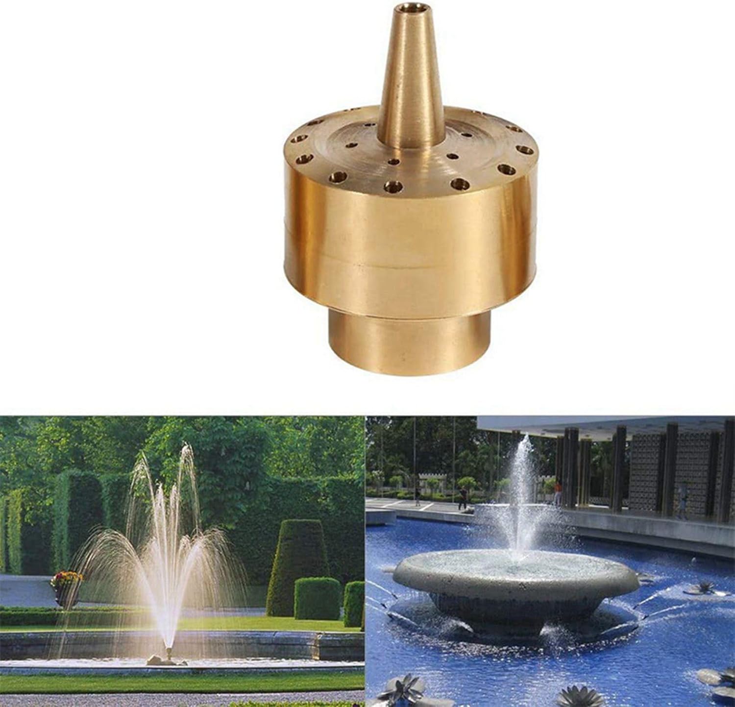 5X Fountain Nozzle Heads,Brass Column Multi Direction Jet Pond Fountain Water Sprinkler Head Garden(3/4 Inch)