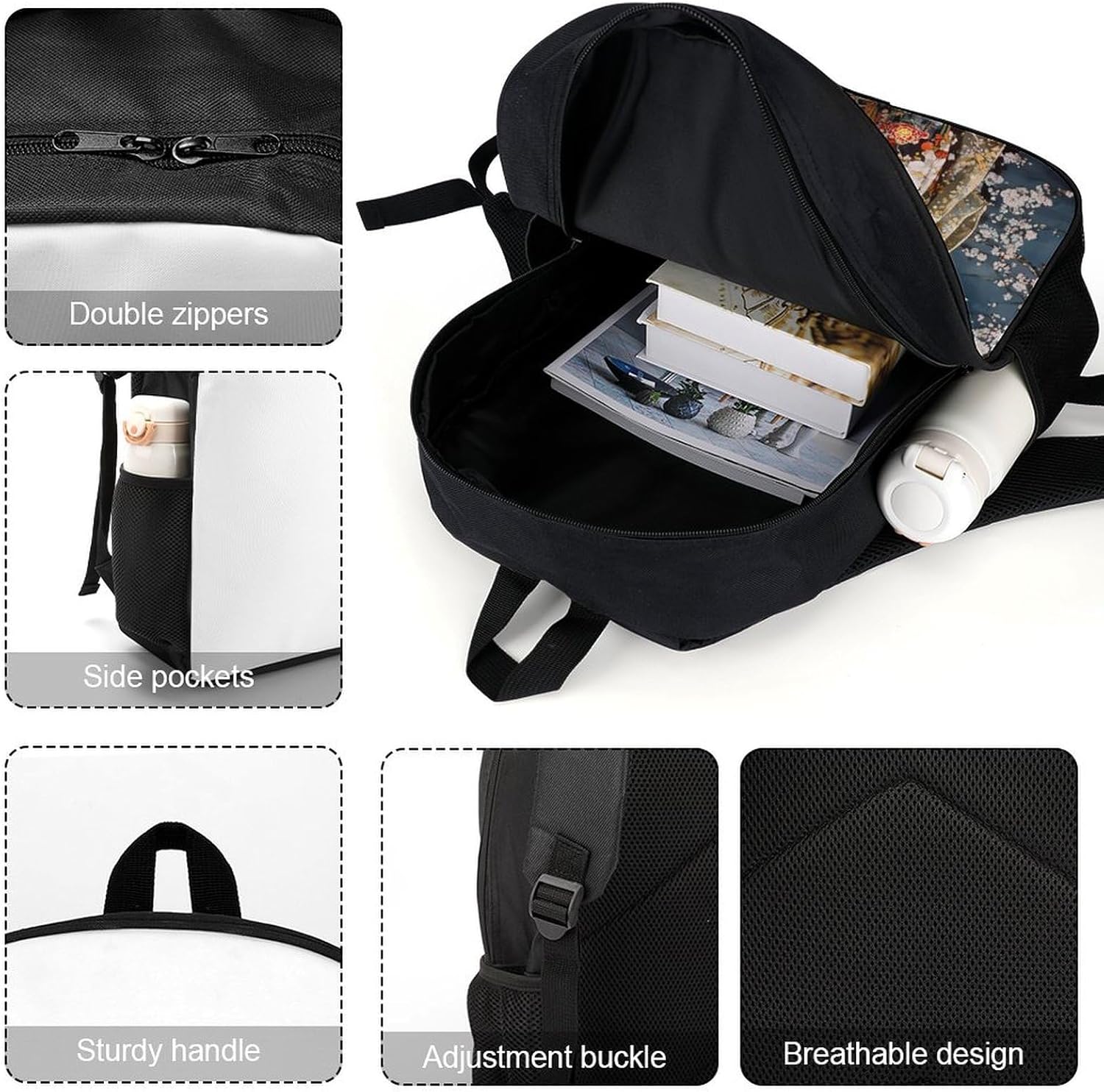 Japanese Geisha Laptop Backpack for Men Women 17 Inch Shoulder Bag Travel Daypack