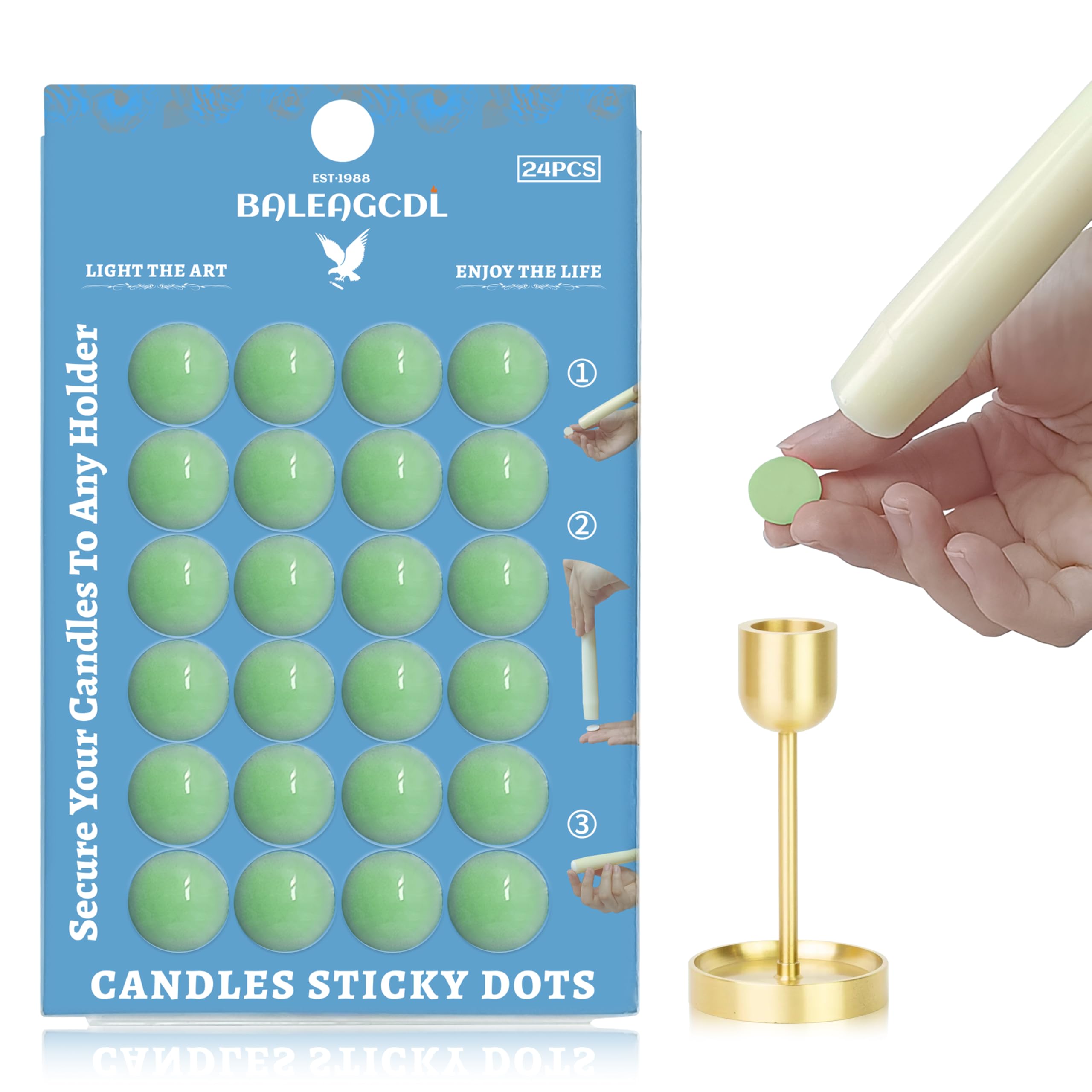 Candle Sticky Dots - 24 Pack Black Wax Adhesive For Secure Candle Placement