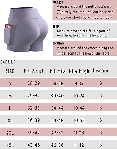 Vista 4 de CADMUS Women's Biker Shorts Naked Feeling Buttery-soft High Waist Workout Gym Short No Front Seam with Deep Porkets