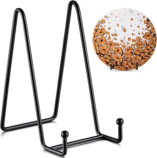 TR-LIFE 2-Pack Plate Display Stands: 3" & 6" Sturdy Metal Easels for Plates, Photos, Books, Decor - Matte Black Holders