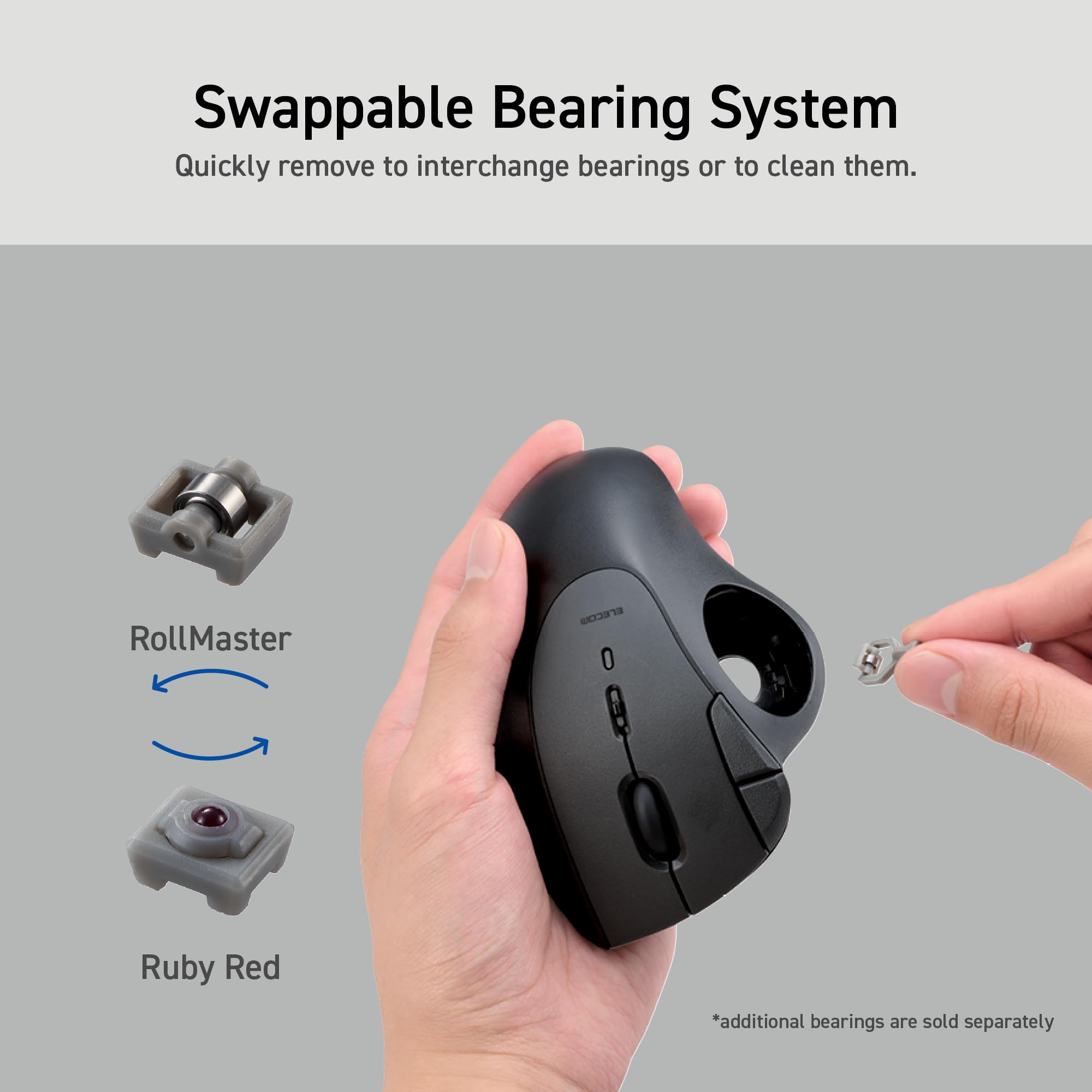 Elecom ist - Ratón Trackball inalámbrico, Bluetooth, diseño ergonómico, rodamiento de Bolas, PC/portátil, Windows 11/MacOS, iPadOS/Android, Negro M-IT11BRBK