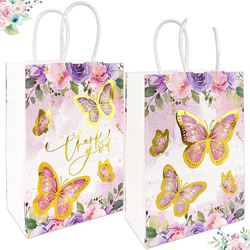 16 bolsas de mariposa para fiestas de mariposas, bolsa de regalo, bolsa de regalo con temática de mariposa dorada, suministros de fiesta de