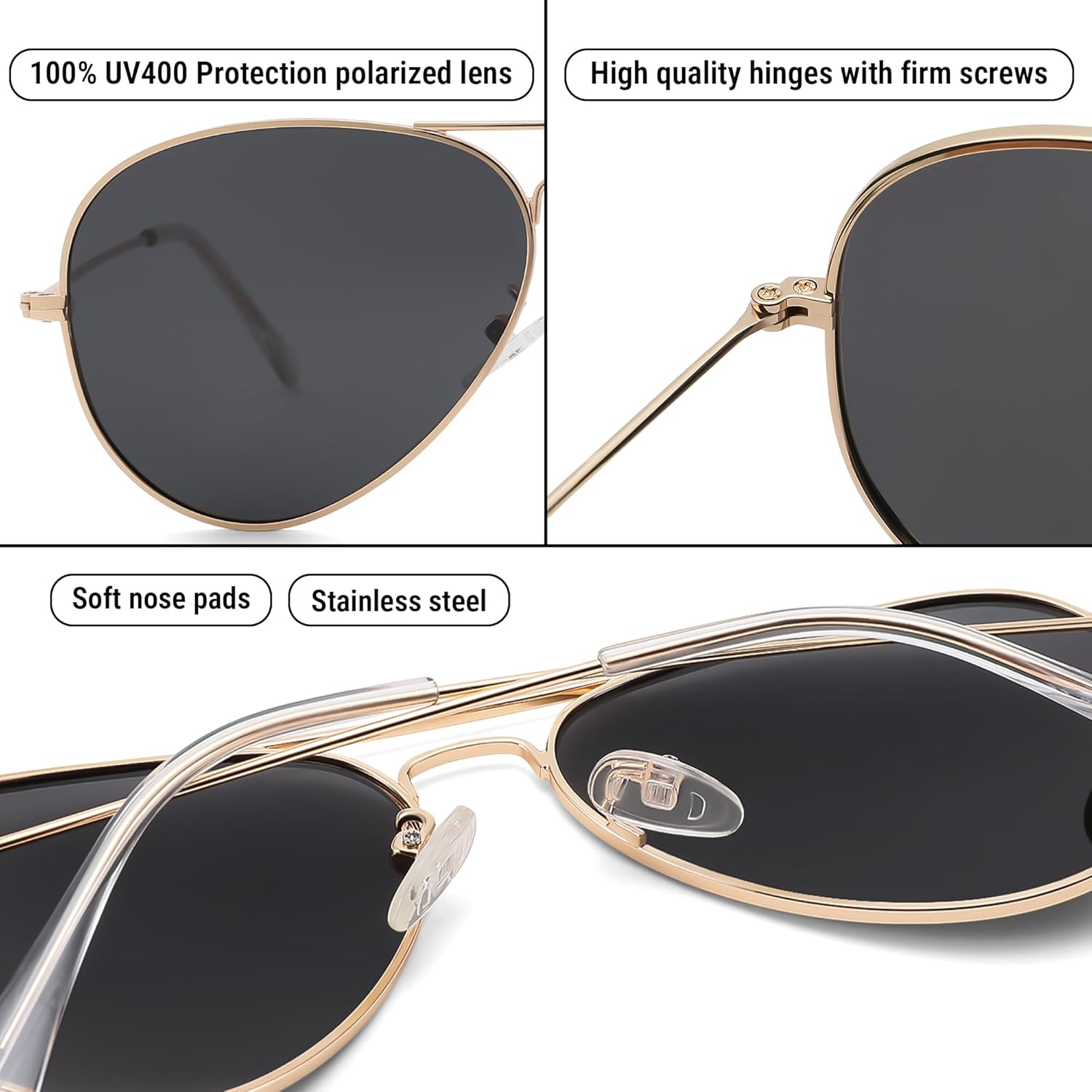 Pro Acme Aviator Sunglasses for Men Women Classic Polarized UV400 Protection - Image 5