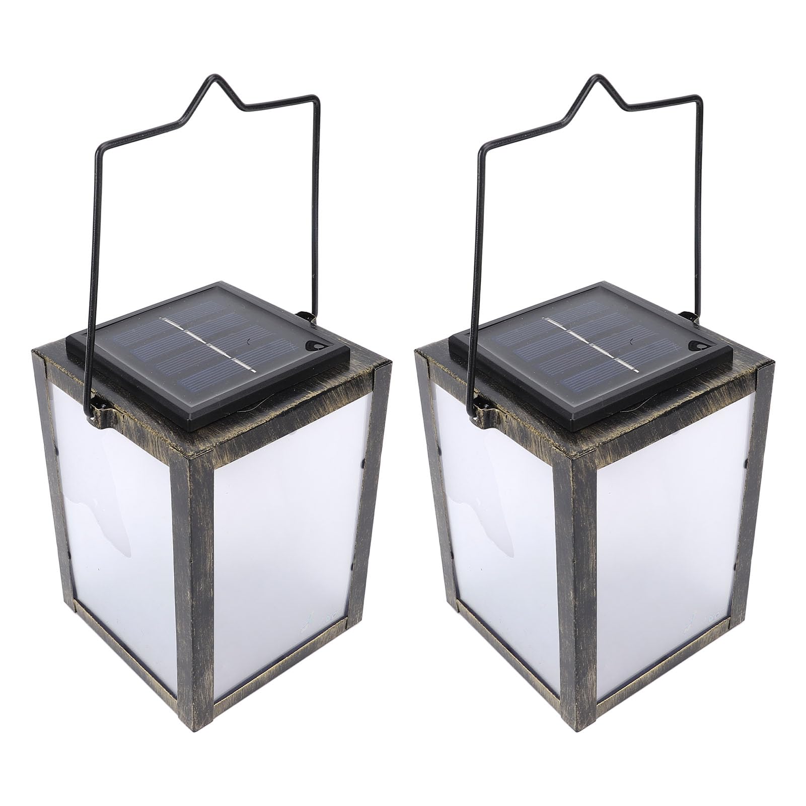 Yosoo Health Gear Lanterna Solare da Esterno, 2 Pezzi, in Ferro, ABS, 3D, Luce Calda Tremolante, IP54, USB e Ricaricabile Tramite Energia Solare, Autonomia da 8 a 12 Ore, per Giardino, Patio,