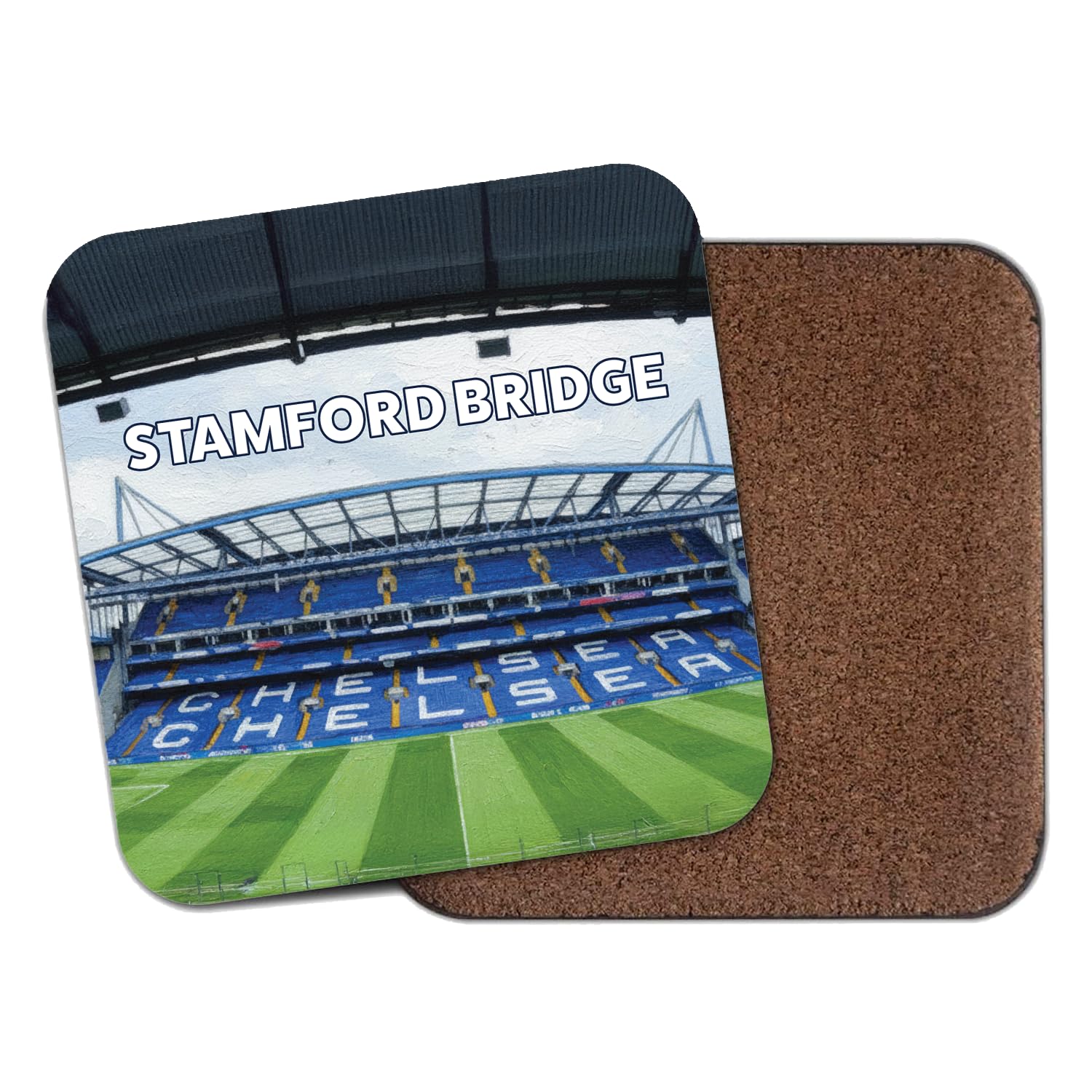 Willow Gifts White Red Chelsea Fc Stamford Bridge Stadium Cork Coaster, Football Ground Drinks Mat, Sports Memorabilia For Blues Fans