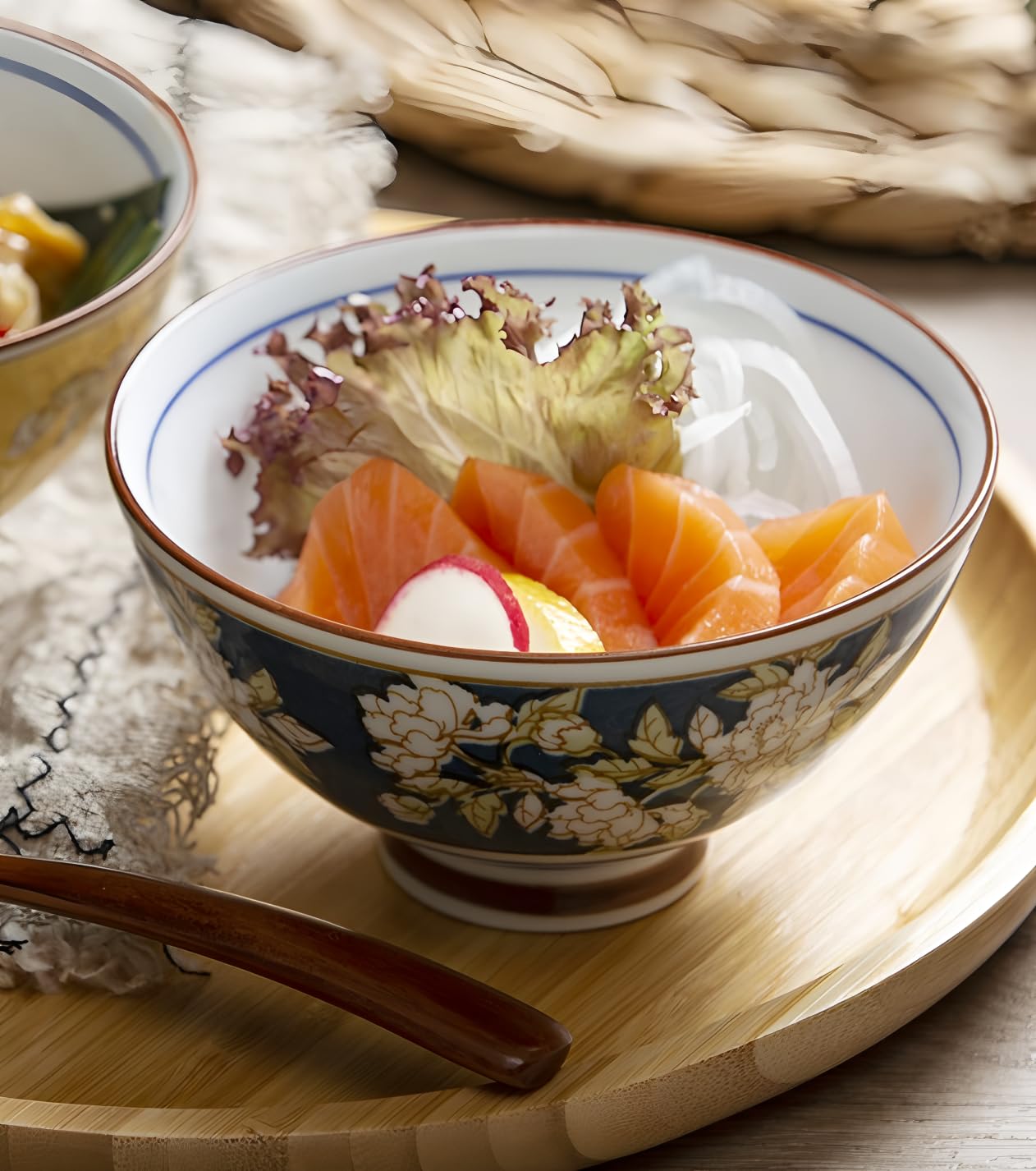 Kithing Ceramic Porcelain Bowls Set, Floral Pattern Design, Versatile for Soup Rice & Dessert Serving - Image 3
