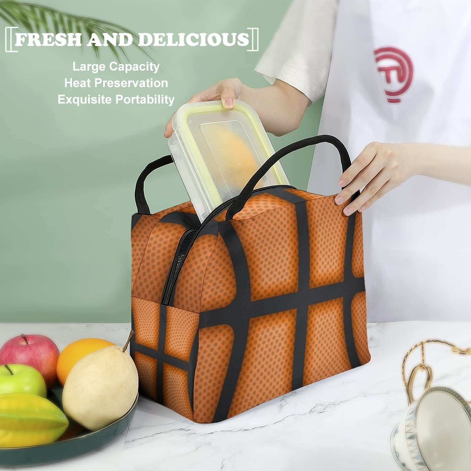 Borsa per il pranzo con stampa di pallacanestro