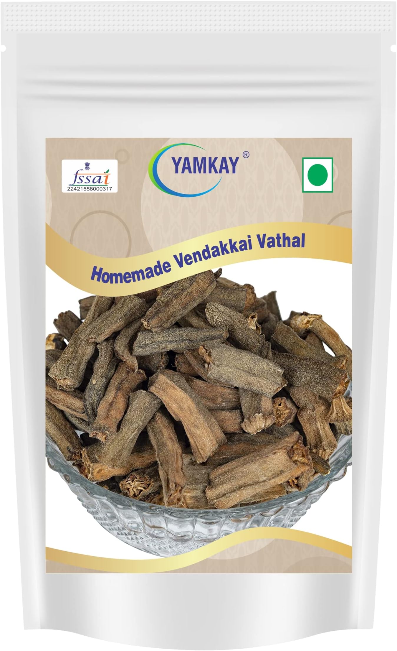 Home Made Ladies Finger Fryums Vendakai Vathal Traditional South Indian Sun-Dried Raw Vathal 250 gm