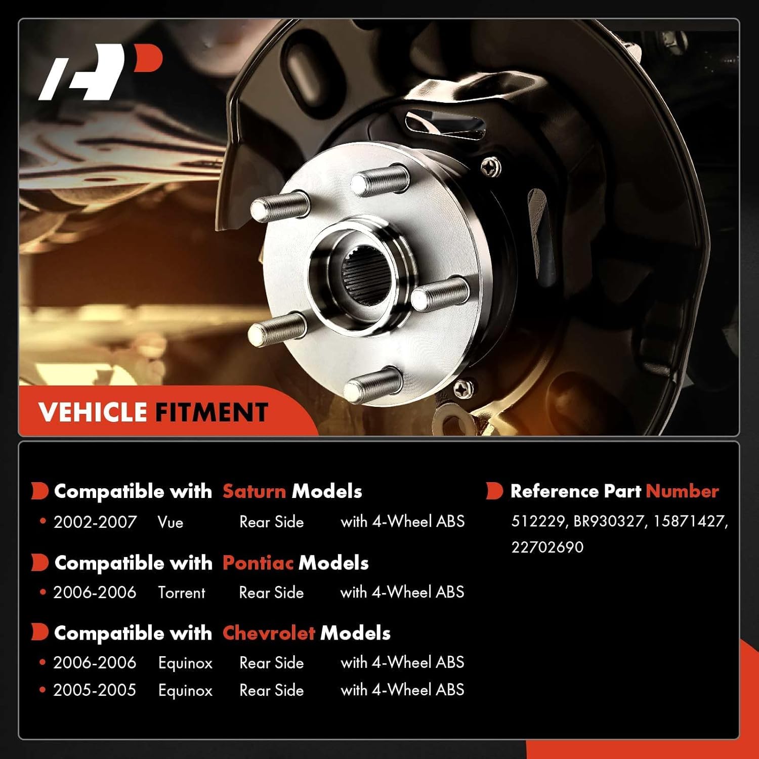 A-Premium Rear Wheel Bearing and Hub Assembly with ABS & 5-Lug Compatible with Chevrolet Equinox 2005-2006 & Pontiac Torrent 2006 & Saturn Vue 2002-2007