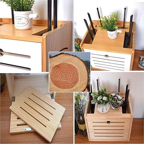 Miniatura 4 de YRHH Caja de almacenamiento multimedia, caja de almacenamiento WiFi, caja de almacenamiento de pared, caja de blindaje para habitación de madera