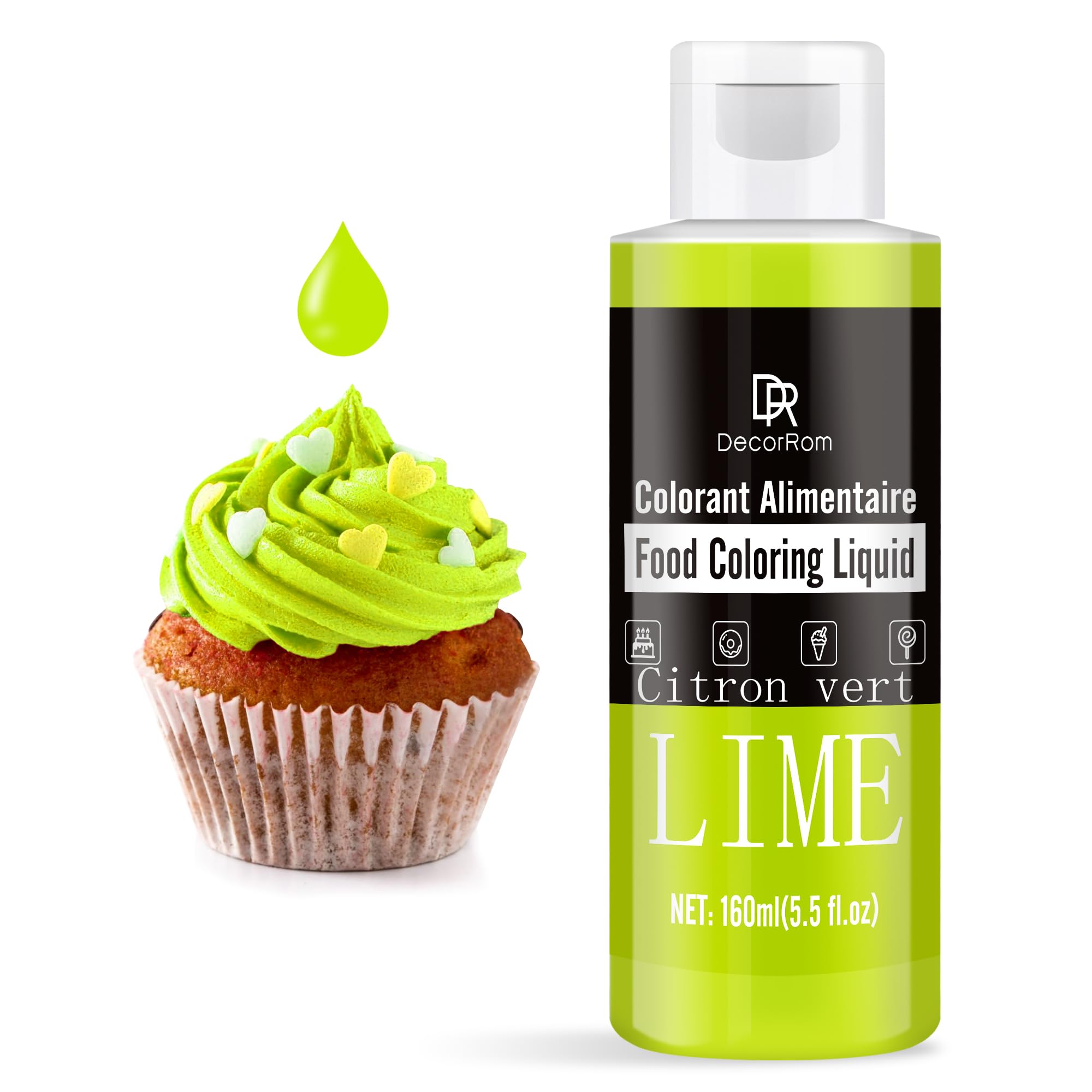 Lime Food Coloring Liquid - Vibrant Liquid Icing Food Coloring Set for Baking, Cake Decorating, Easter Egg, Airbrush - Tasteless Food Dye for Fondant,