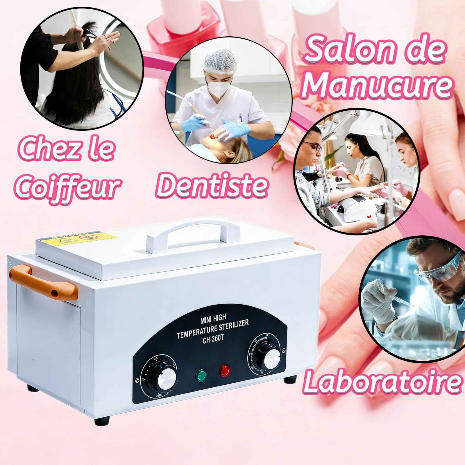 Stérilisateur Électrique à Air Chaud, Haute Température, 300W 220℃ | Autoclave Sterilisateur Onglerie, Minuterie Réglable, Sterilisateur Electrique pour Outils de Manucure, Pédicure, Coiffure