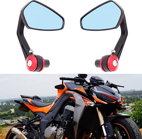 Espejo lateral universal negro para motocicleta, compatible con Honda Scooter Suzuki, Yamaha Kawasaki Victory Harley Davidson (flecha roja)