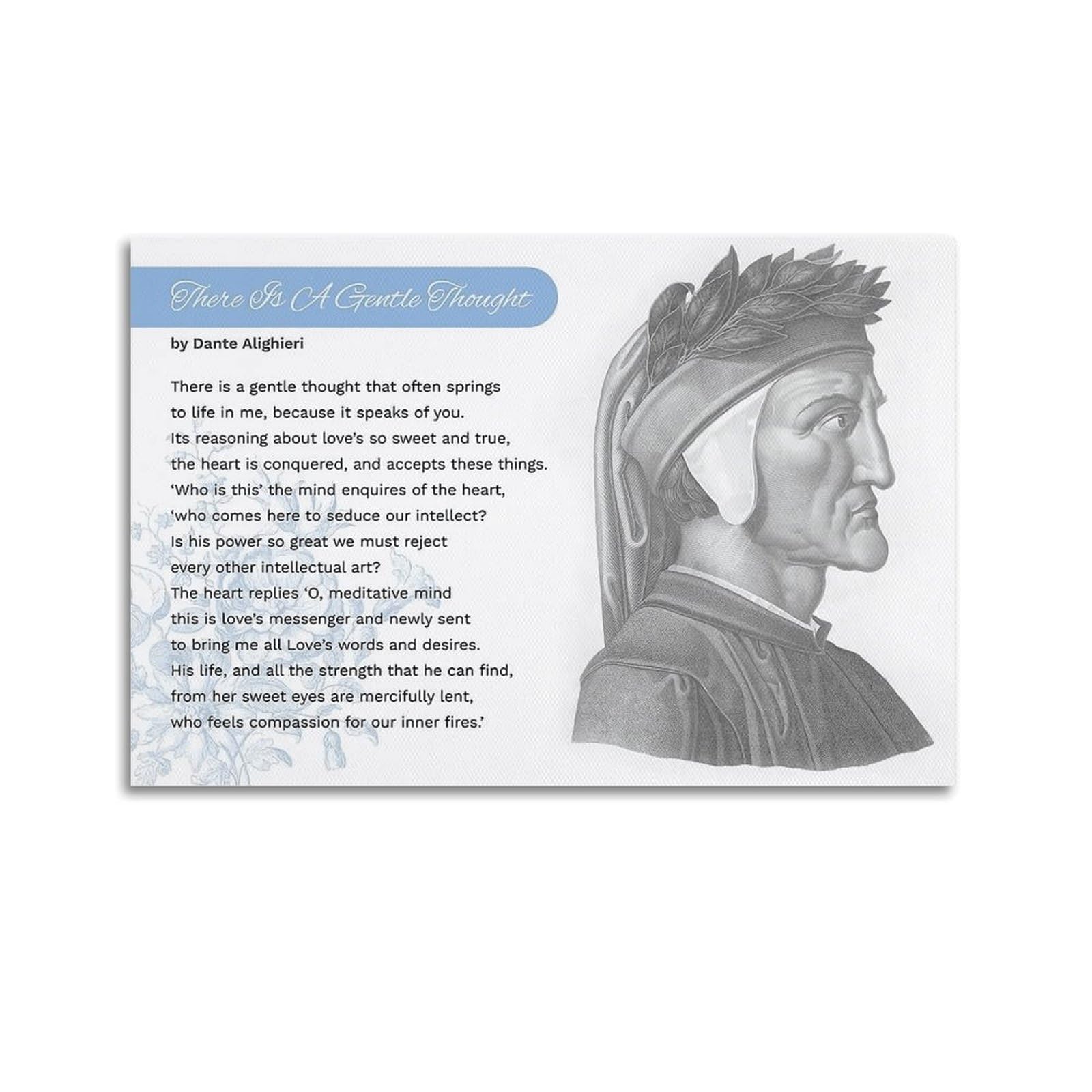 xiaoxiaoshen Dante Alighieri Inspirational Poem Canvas Poster Wall Art Prints Room Aesthetic Murals Bedroom And Living Decorations 20x30inch(50x75cm)
