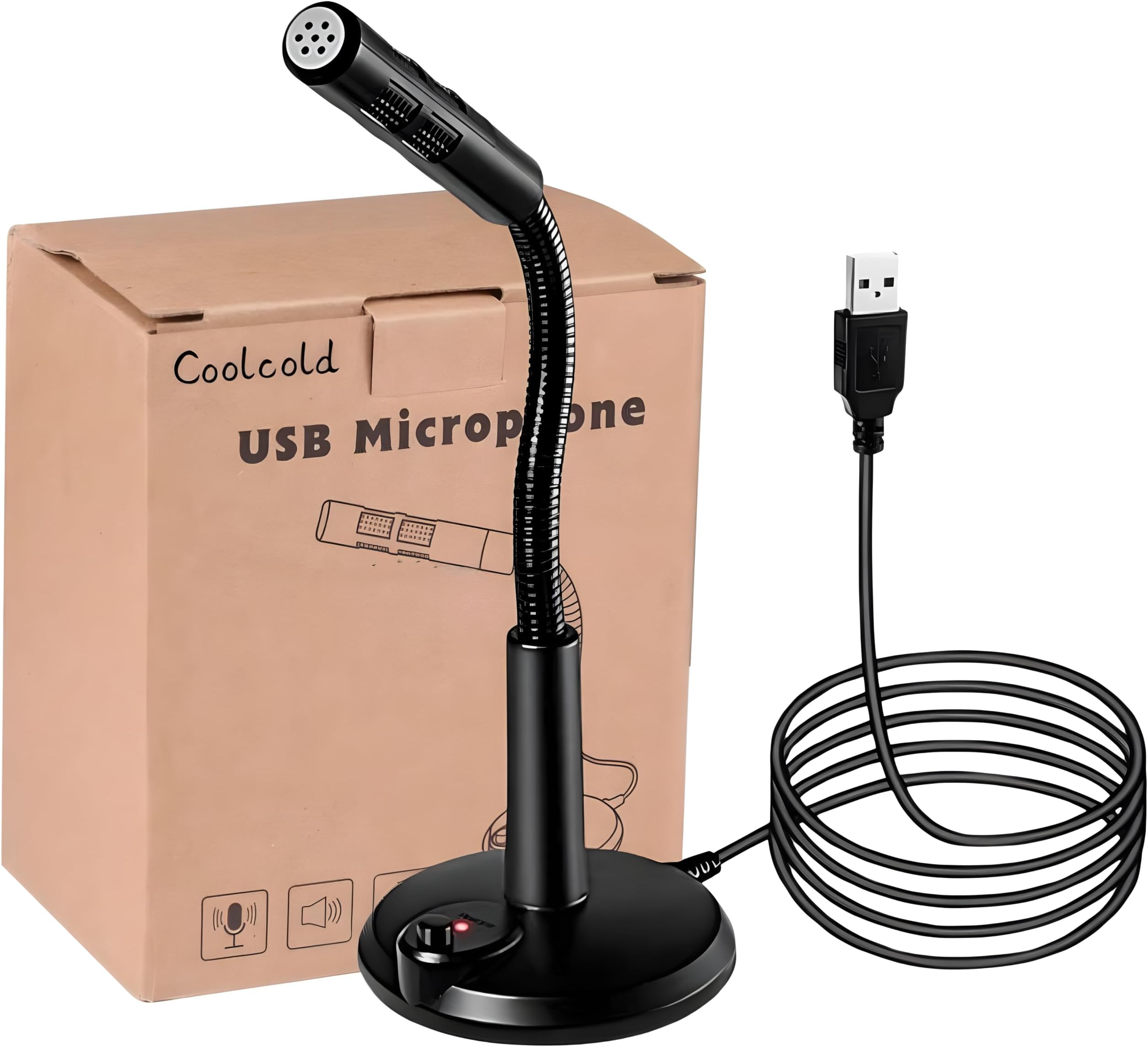 COOLCOLD USB Microphone – Plug & Play Noise Cancelling Mic for PC, Laptop & Mac – Professional Desktop Microphone for Gaming, Streaming, Podcasting, Video Calls – Compatible with Windows & MacOS