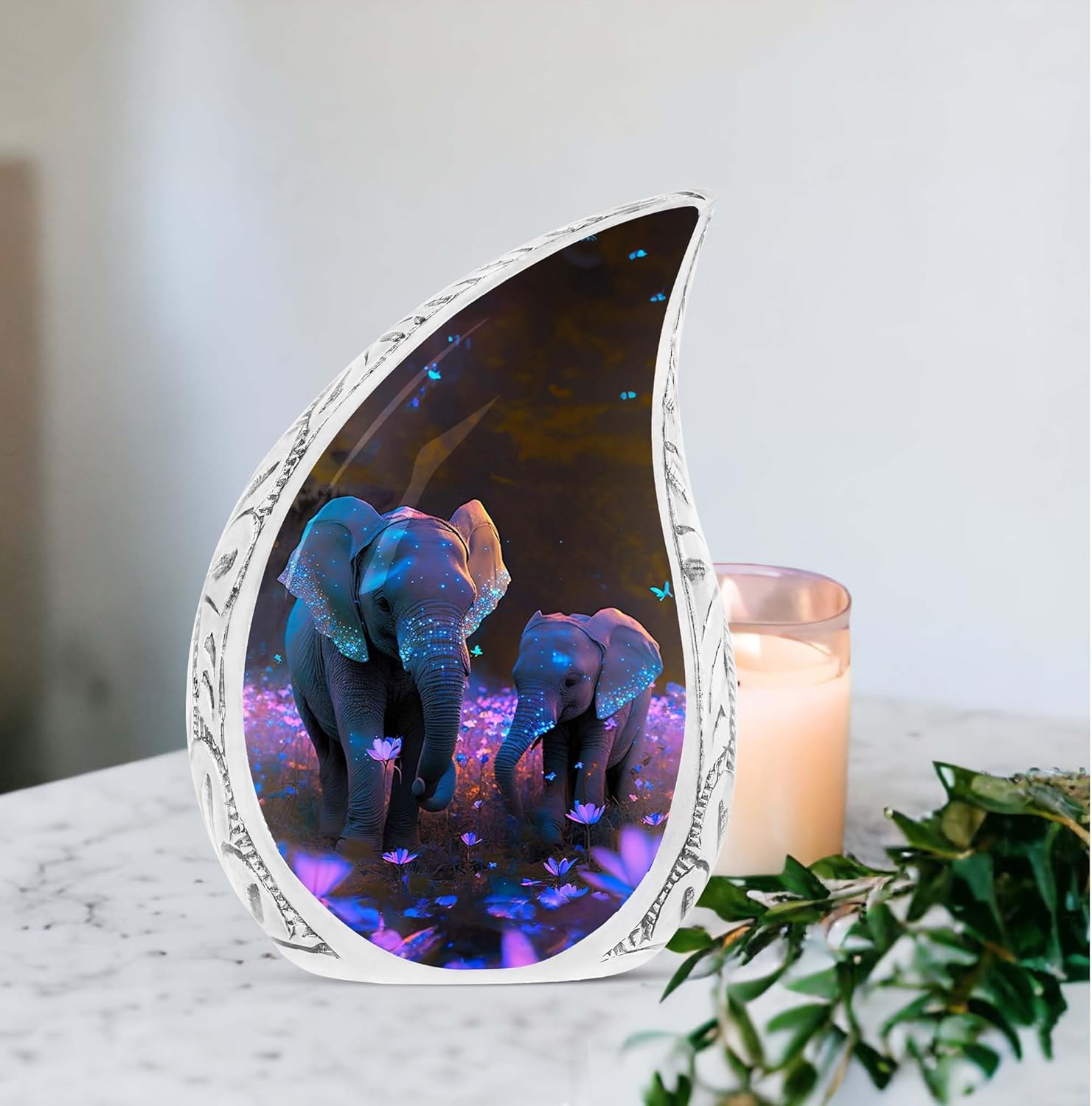 Elephants Urns for Human Ashes Adult Male & Female, Large Cremation Urn for Human Ashes Adult Mom & Dad, Funeral Decorative Urns 10Inch