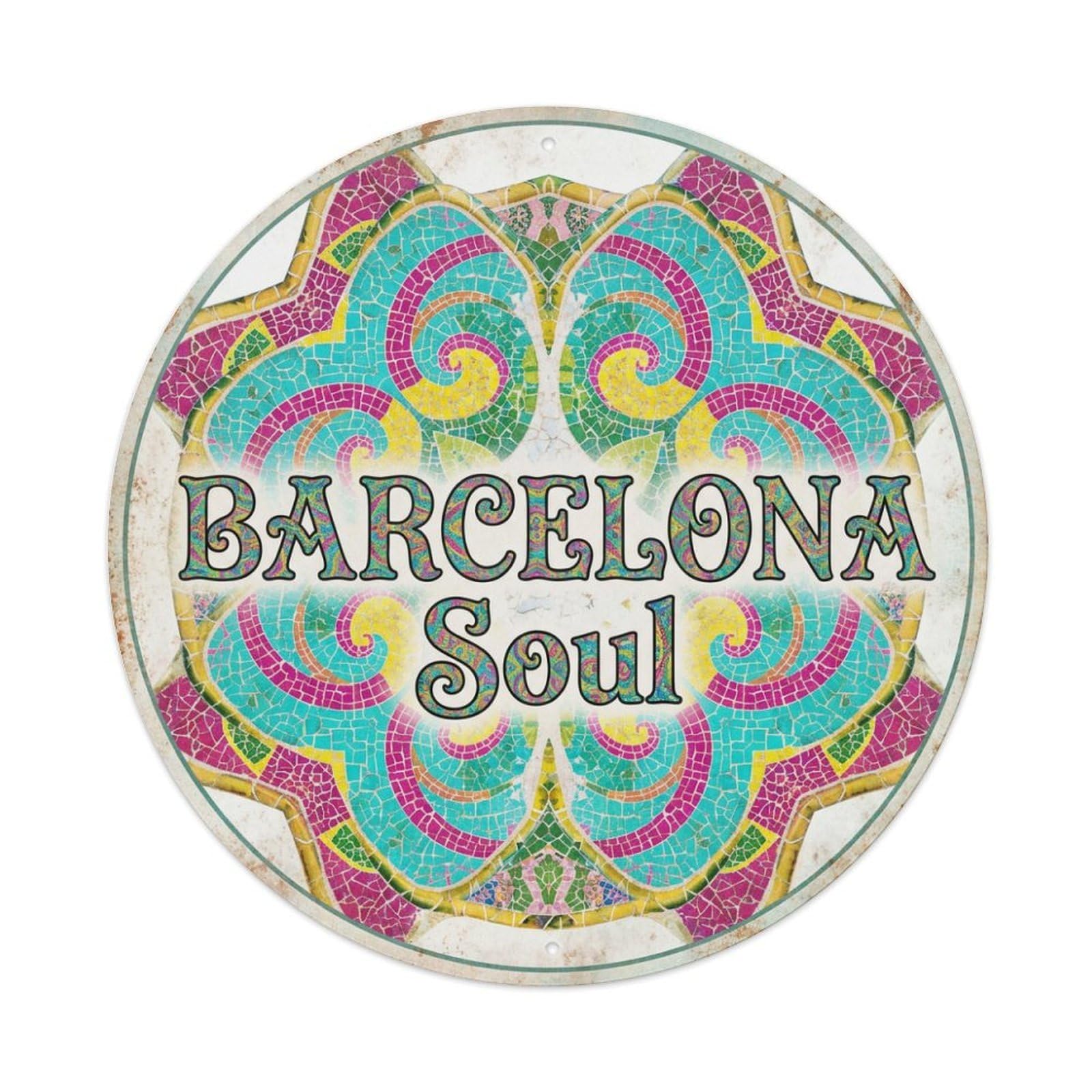 Fqnyr Style Metal Tin Sign Vintage Travel Barcelona Spain Spirit
