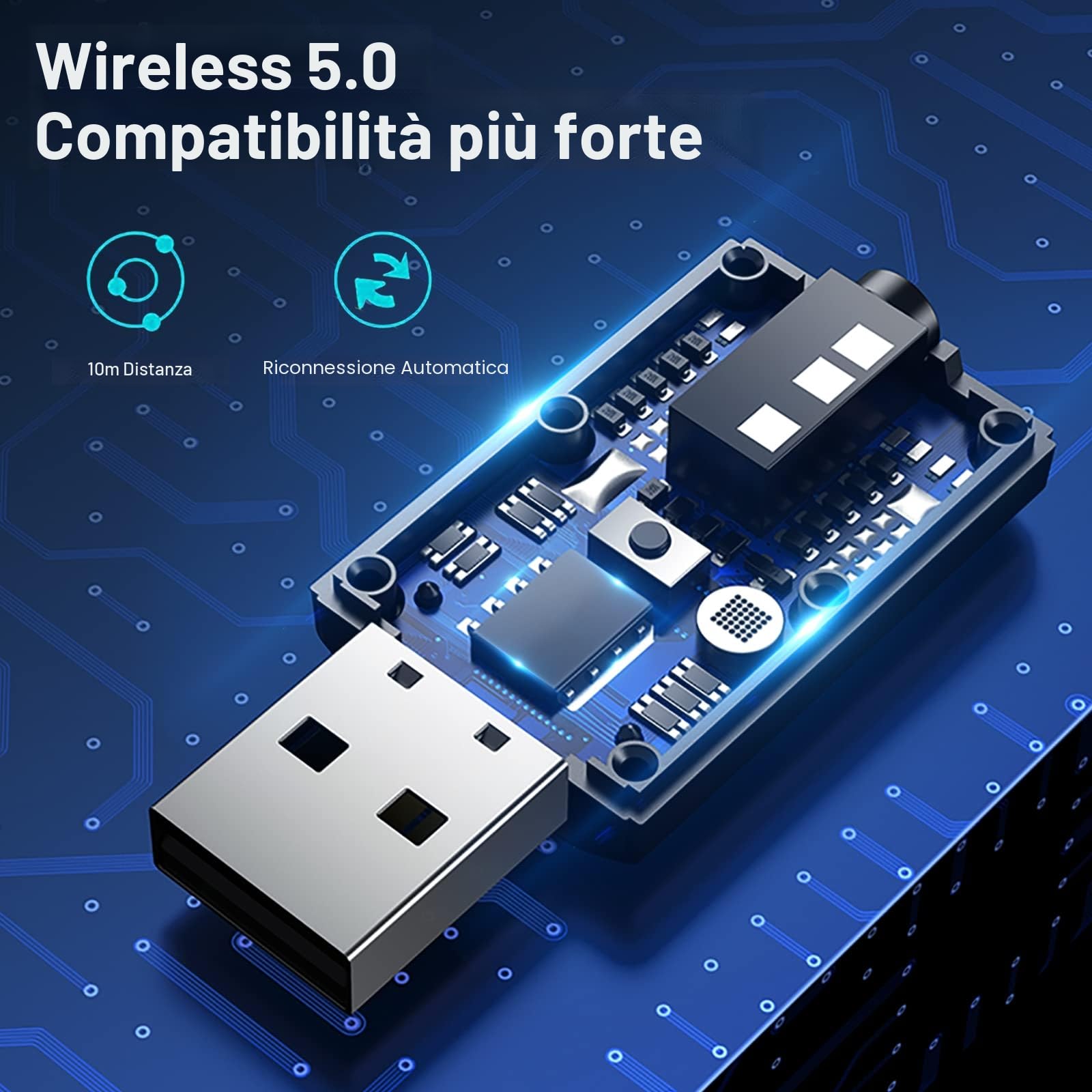 Adattatore USB Bluetooth per TV, ricevitore trasmettitore Bluetooth 2 in 1, mini Chiavetta audio portatile BT5.0 con jack 3,5mm per TV/PC/Cuffie/Altoparlanti/Auto/Stereo
