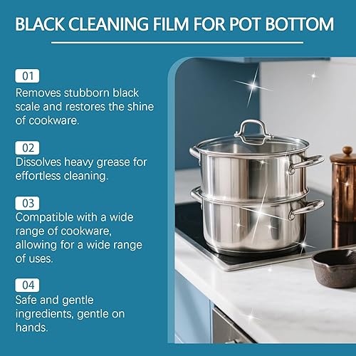 Miniatura 6 de Potente pasta eliminadora de residuos quemados para utensilios de cocina, limpiador de ollas para parte inferior de sartenes, película de limpieza