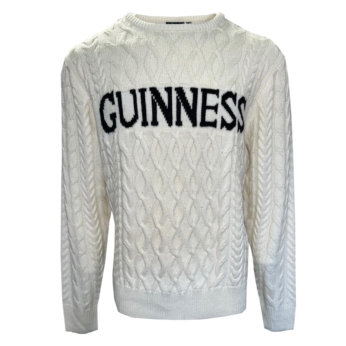 Traditional Craft Limited Guinness Aran Style Knit Jumper in Black or White (XS)