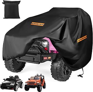 Heavy Duty 420D Waterproof Kids Ride On Car Cover for Power Wheels Jeep - Universal Fit, Reflective Strips, All-Season Protection