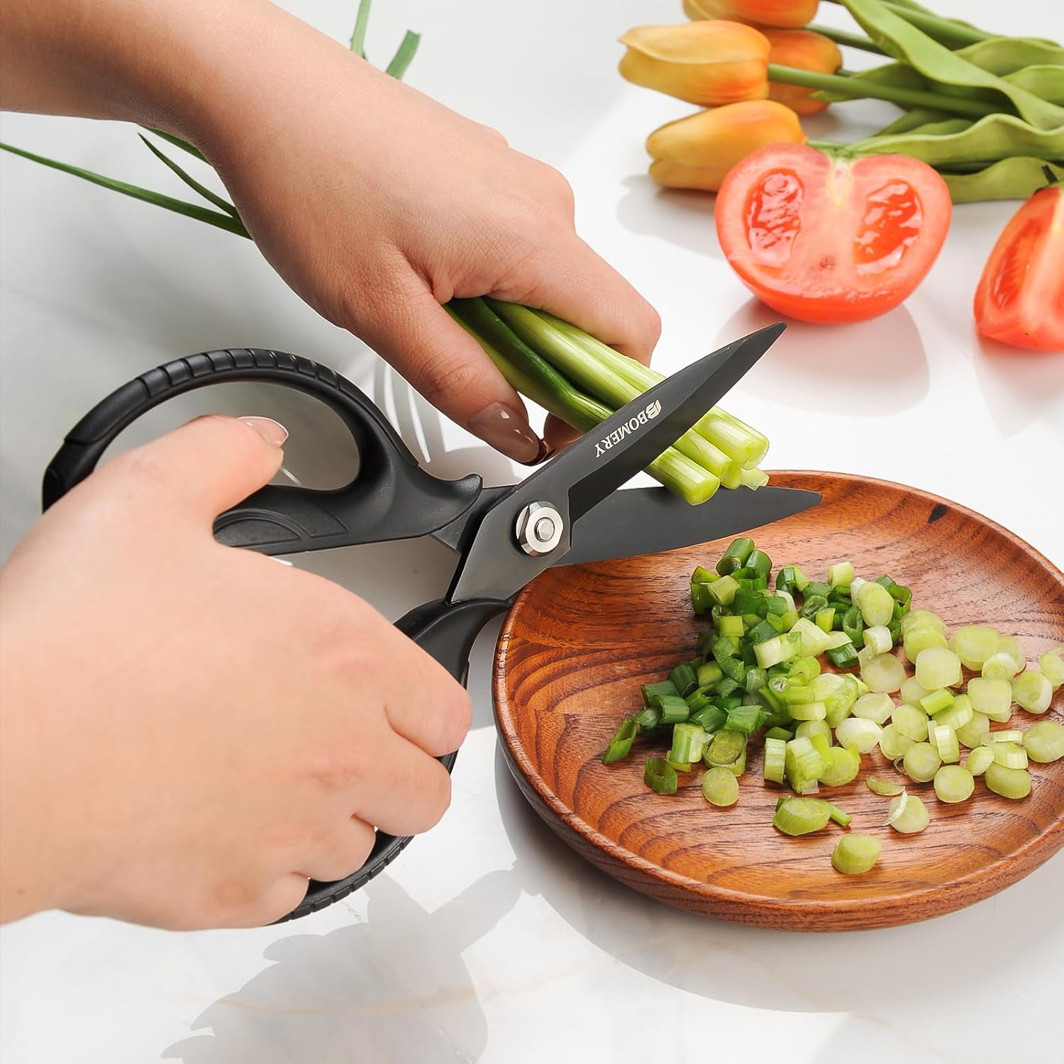 Kitchen Shears, 5CR15MOV Stainless Steel Sharp Kitchen Scissors Detachable, Heavy Duty Food Scissors for Cooking, Poultry, Vegetables, Herbs - Black Titanium Coated