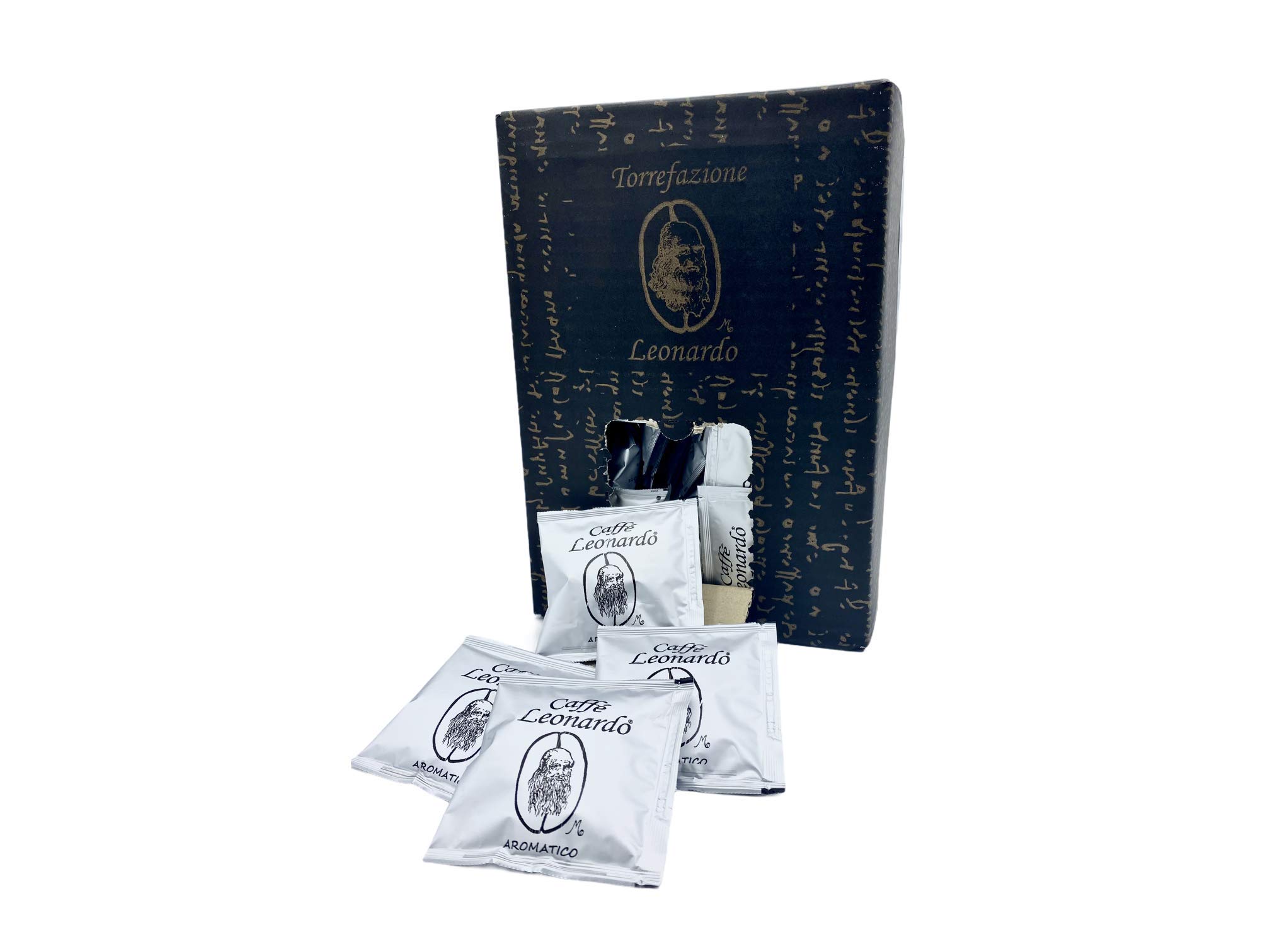 Caffè Leonardo Cialde tostado Artigianale - Lote de 150 cápsulas compatibles E.S.E. dm 44 (mezcla aromática)