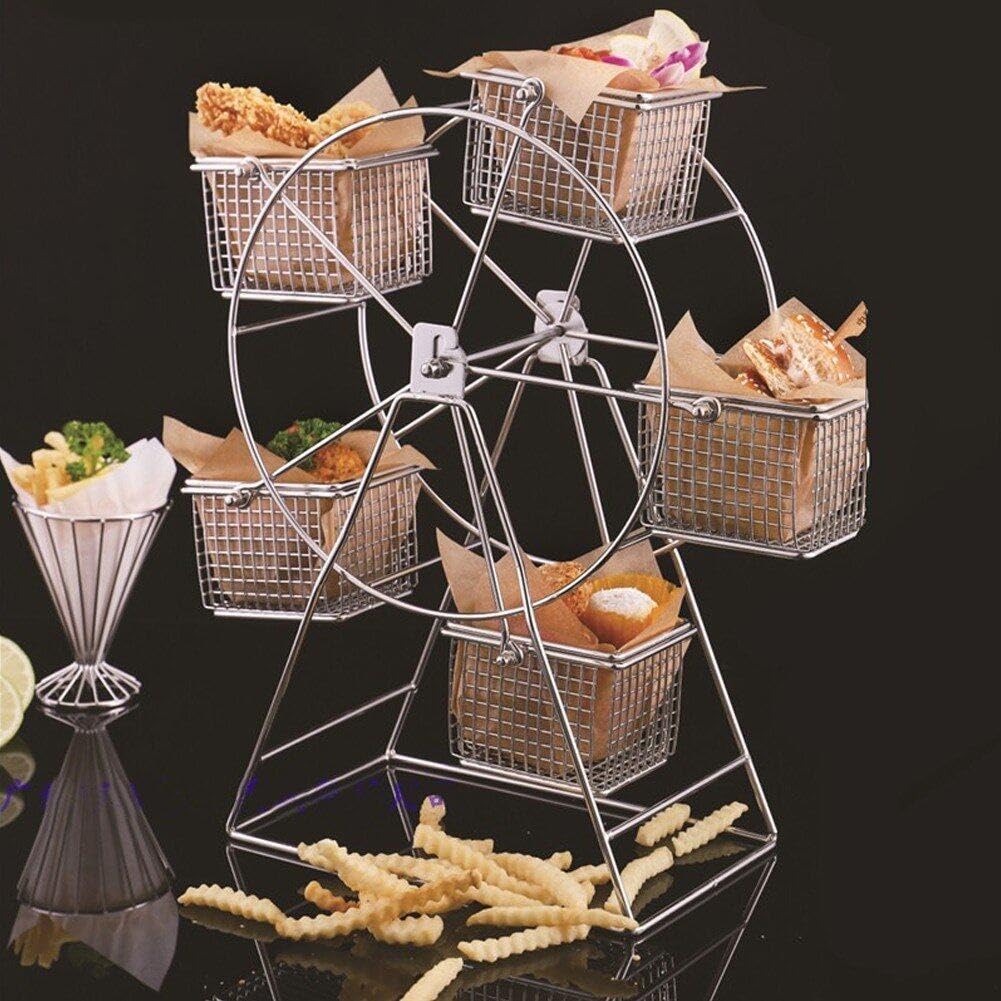 Vassoio Da Portata Per Snack, Espositore Girevole Con Ruota Panoramica Con 5 Cestini in Metallo Per Servire Cibi Fritti, Dolcetti E Dessert, Espositore Per Antipasti Per Buffet Di Ristoranti Per Feste
