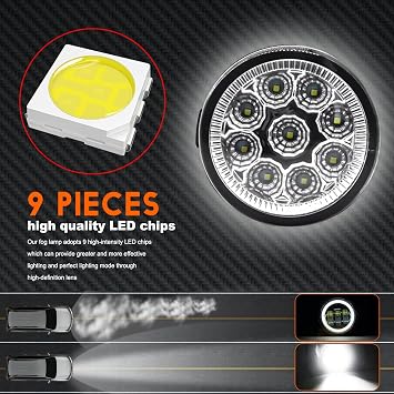 LED Fog Light For Nissan Murano 2009-2014 Pair Bumper Fog Light Driving Lamp Replacement Fog Light Assemblies,55W 6000k White,Plug and Play,Pack of 2