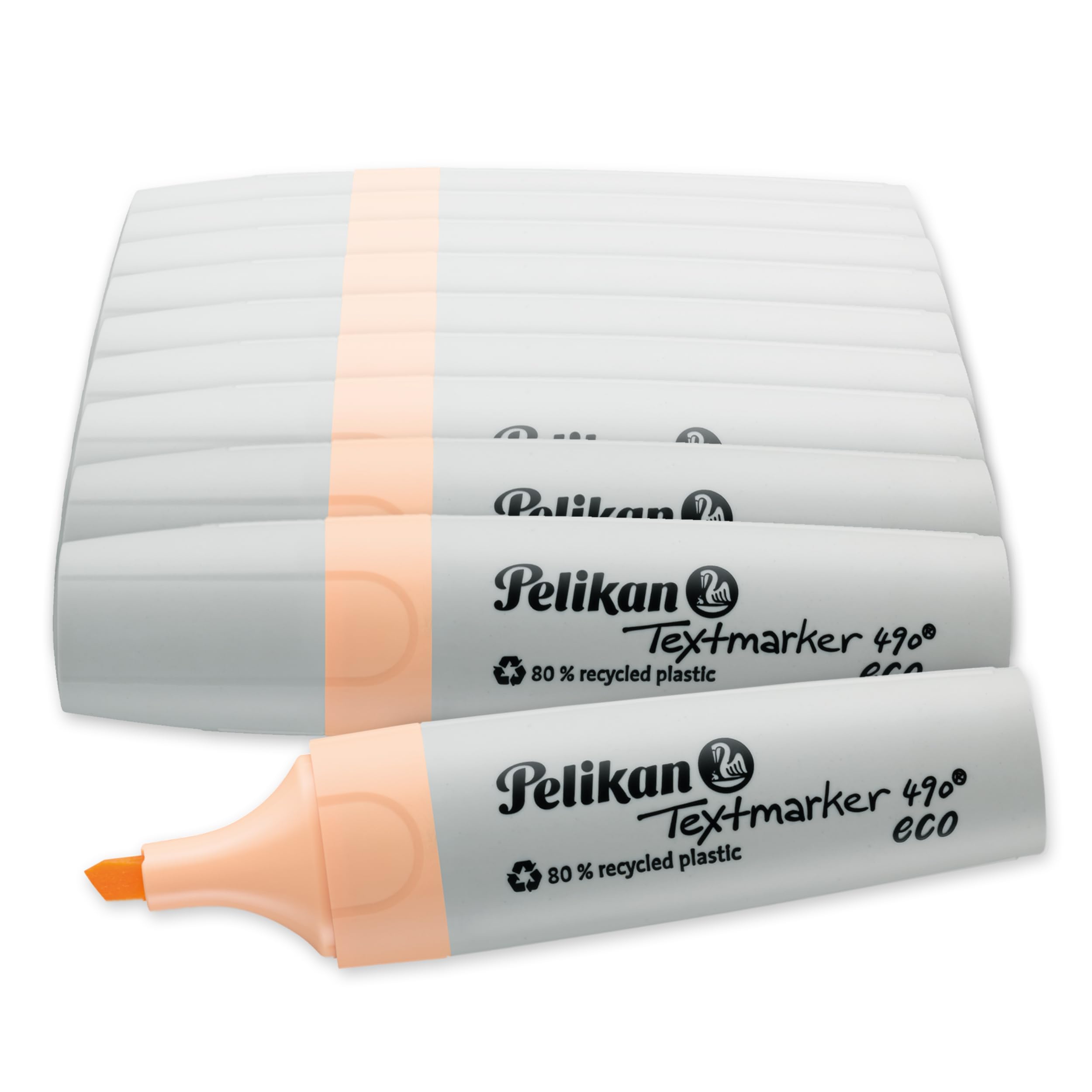 Pelikan 490 eco pastel orange highlighters, pack of 10, in folding box