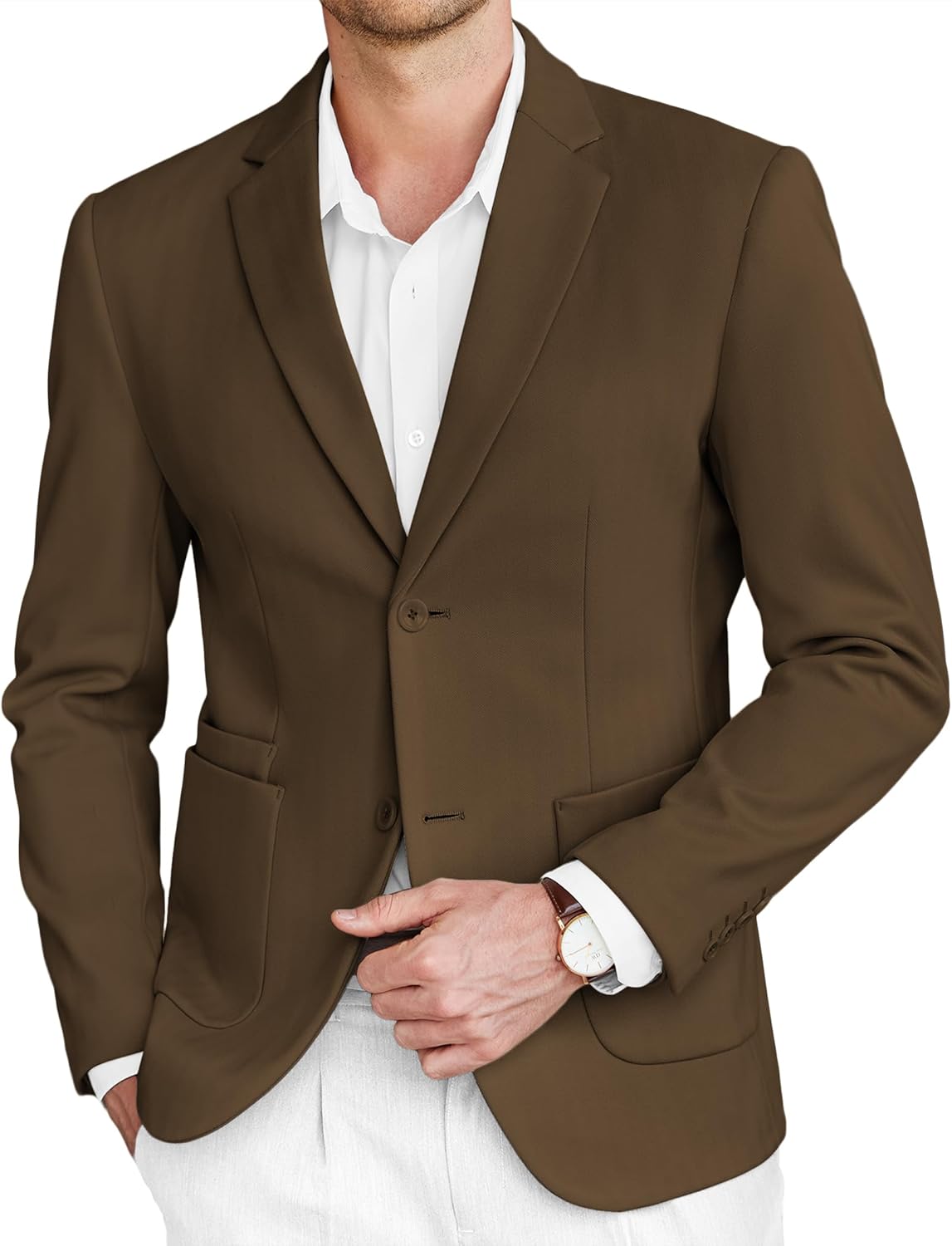 COOFANDY Mens Tweed Blazer Slim Fit Casual Sport Coat Two Button Knit Suit Jacket