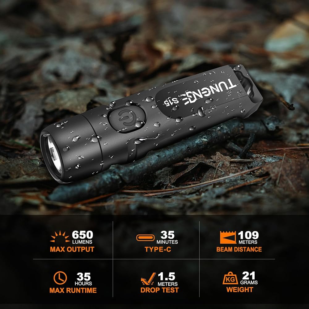 Rechargeable Keychain Flashlights, 650 High Lumens EDC Pocket Flashlights, Mini Flashlight Be Used for Camping Outdoors Emergency（Black）