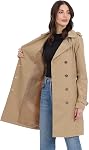 Michael Kors Manteau de tranchée double bouton pour femmes avec ceinture et amovible HoodTrenchcoat