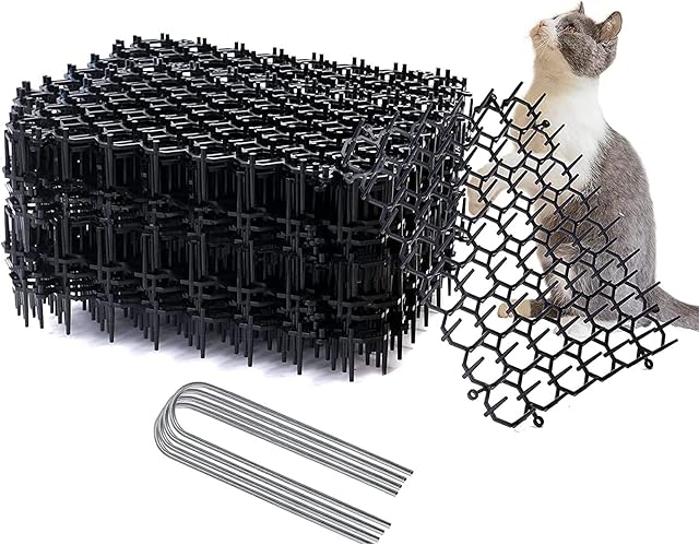 12pcs Cat Scat Mat with Spikes Prickle Strip Dig Stopper, 15.5cm*20 cm Scat Mats, Anti Cat Indoor Cat Deterrent Outdoor Mat for Garden