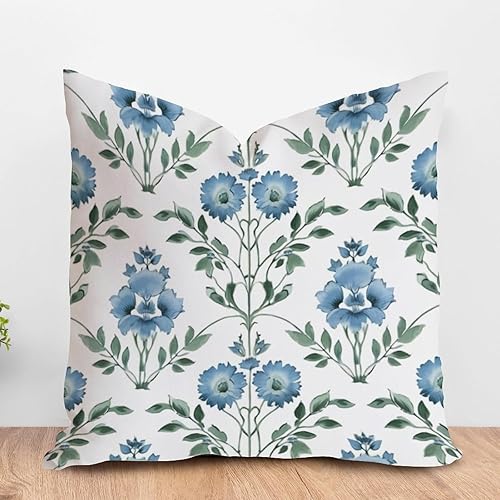 Miniatura 8 de ArogGeld Funda de cojín de granja con flores blancas y verdes, gris, negro, floral, hojas verdes, decoración del hogar, funda de cojín chinoiserie
