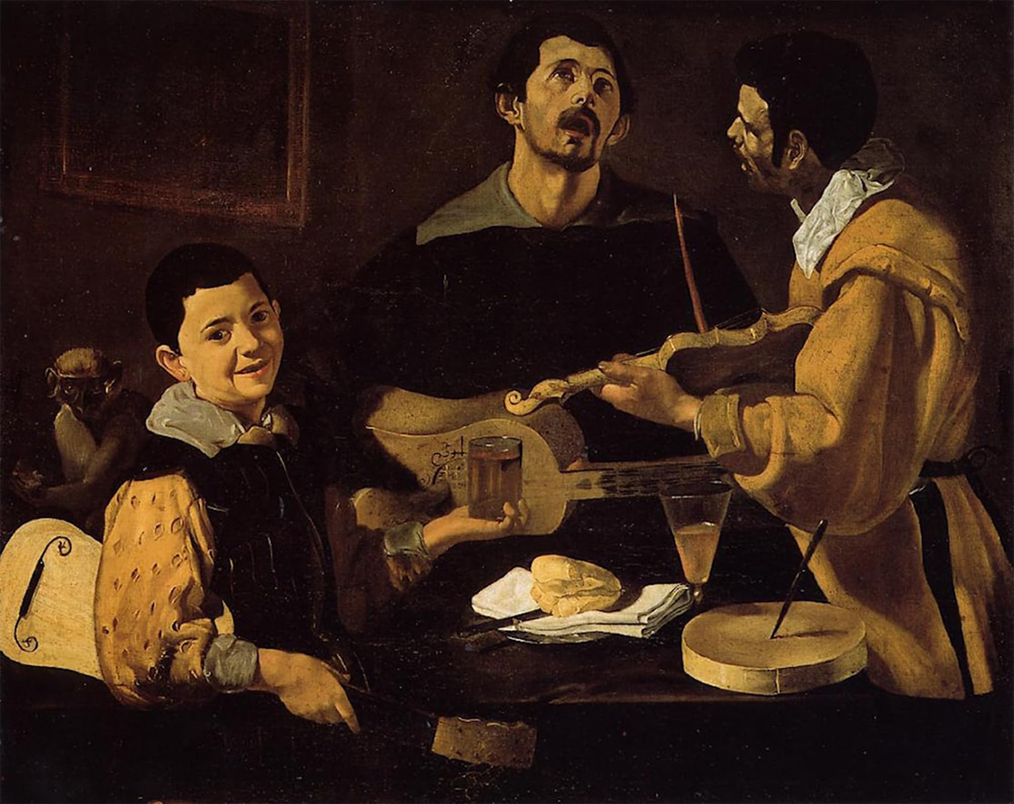 ARTXLXXBN Famous Painting Art Wall Decor Abstract Art Picture Three Musicians by Diego Rodriguez De Silva Velazquez Animal Pictures for Home Decor 60x90cm