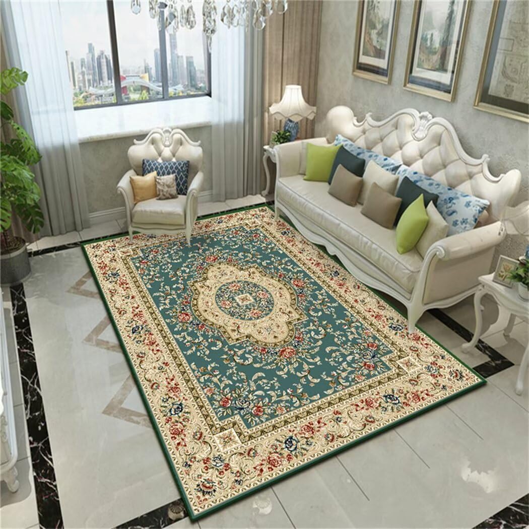 Tapis doux salon lavable vert imprimé classique multicolore 180X250cm