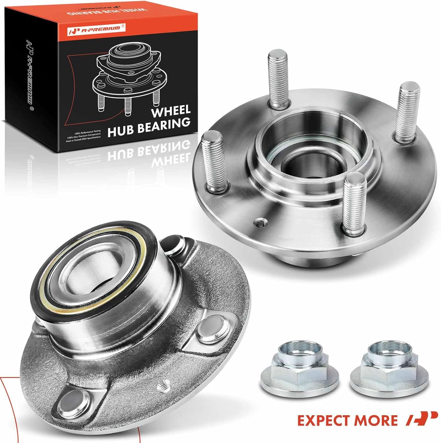 A-Premium 2 x Rear Wheel Bearing and Hub Assembly with 4-Lug Compatible with Hyundai Elantra 2001-2006 & Kia Spectra 2005-2009, Spectra5 2005-2009, Non-ABS Models - Image 9