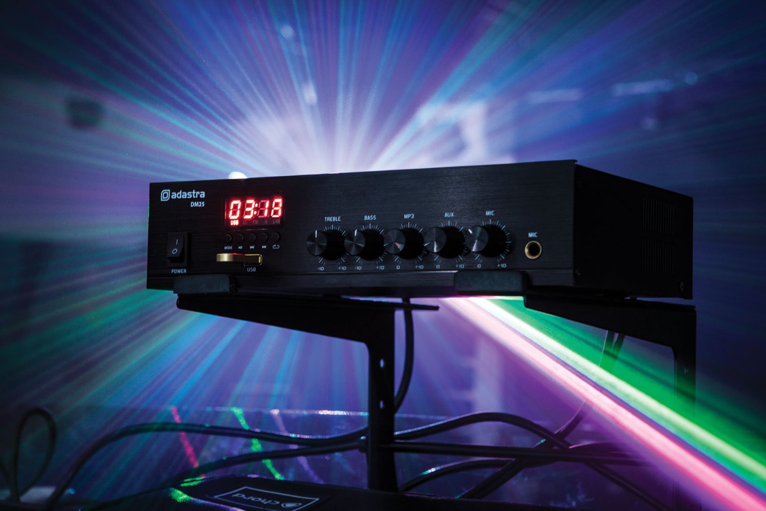 DM-Series Mixer Amplificatore 25Wrms con USB, Radio FM e Bluetooth, Amplificatore 100V Linea o 4-16 Ohm, Ingressi Mic/Aux, Uscita Mono per Piccole Installazioni Audio