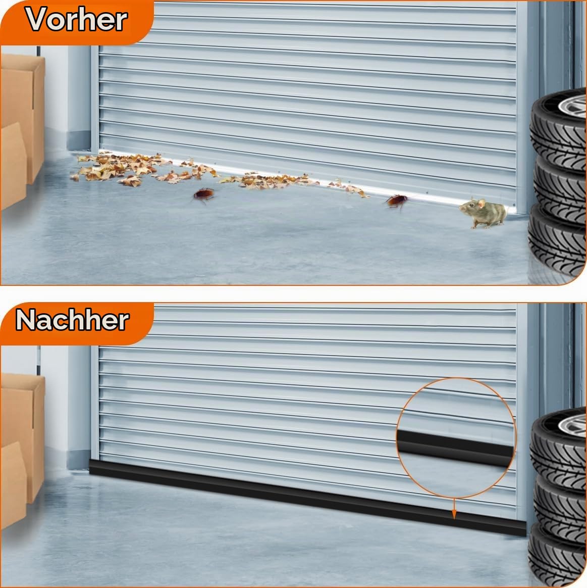 Garagentor Dichtung Top und Seiten GummidichtungStreifen Ersatz, wetterfeste Universal Dichtung Garagentor Gummilippe (10 m)