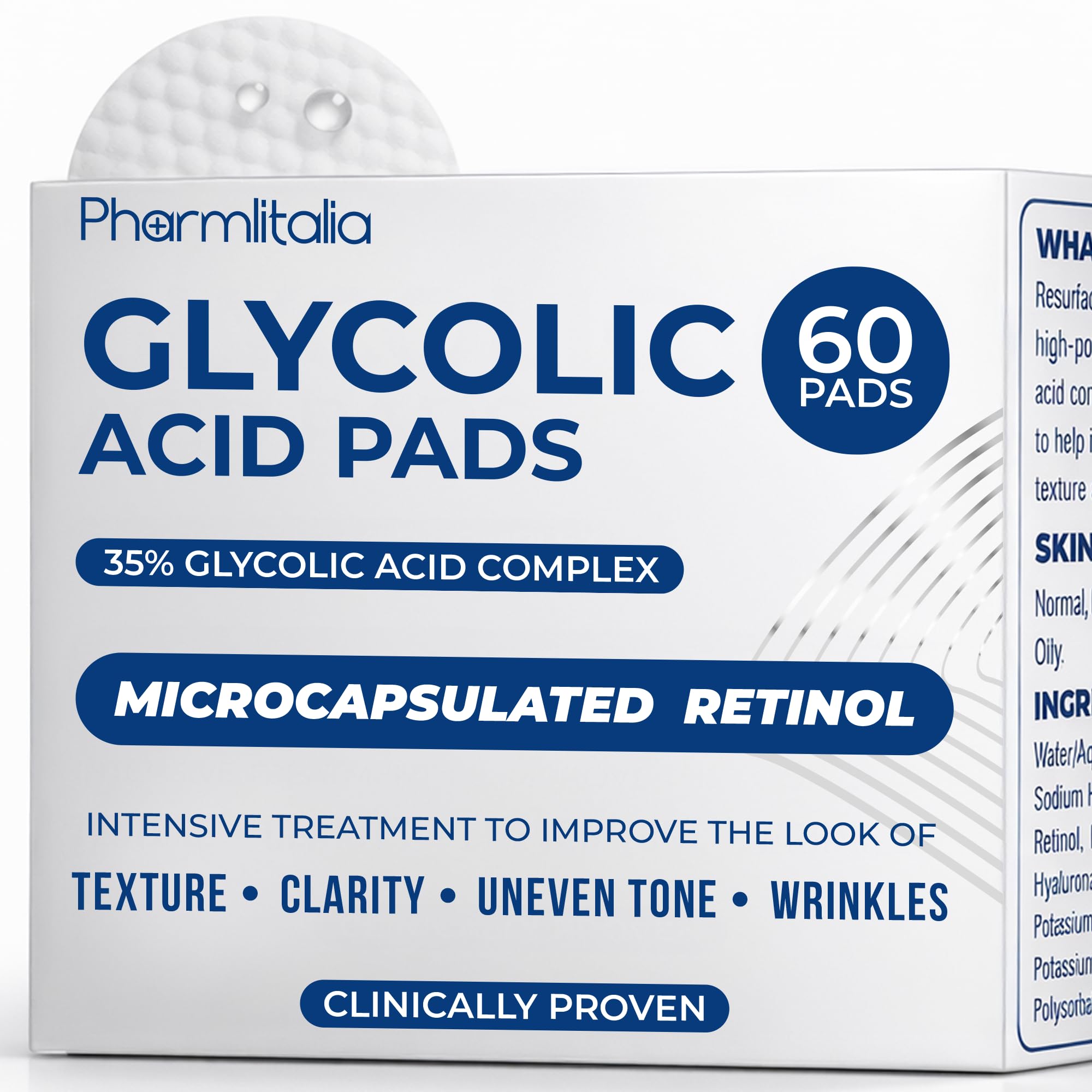 Glycolic Acid Pads - Resurfacing Pads for Face 20 - Exfoliating Peel Pad for Body and Dark Spots - Fine Lines and Wrinkles - 60 Count (1 Count (Pack of 60))