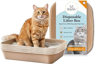 KittySift Jumbo Disposable Cat Litter Box 6 Pack - Eco-Friendly, Odor Control, Portable Travel Litter Box for Cats & Small Pets